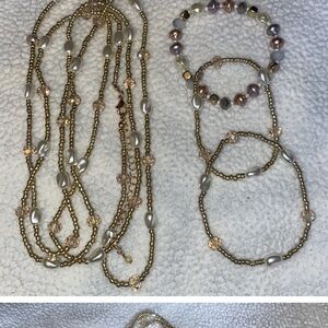 Elegant Gold and Silver Beaded Jewelry Set